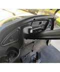 Premium Carbon Fiber Golf Cart Dash Cover For Club Car Precedent Tempo Onward 2008 5 Up installed with cup slots and steering column.