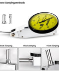 Shockproof Dial Indicator With Flexible Magnetic Stand And Adjustable Lever Gauge showing clamping methods