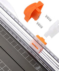 12 Inch Titanium A4 Paper Cutter With Automatic Safety Guard And Side Ruler, springs and parts visible