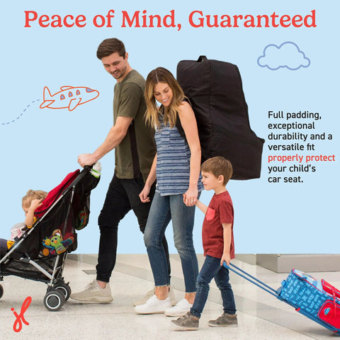 Top Notch Padded Car Seat Backpack Travel Bag For Air Travel Fits Most Infant And Convertible Seats Gate Check Or Baggage Check Heavy Duty Black Cover