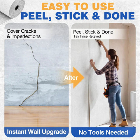 Top Shelf 5Mm Thermal Foam Peel And Stick Wallpaper Roll applied to wall, covering cracks and imperfections effortlessly.
