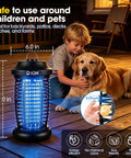 Outdoor Bug Zapper Plug In Electric Mosquito Killer With 15W UV Light And 4200V Grid for Home Patio Backyard on a porch.