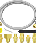 6 Ft High Pressure Propane Hose Extension With Conversion Couplings For BBQ Grill Fire Pit And Heater, adapters and wrench shown