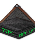 70 Percent Shade Cloth 20x20 Ft HDPE Mesh Tarp With Reinforced Grommets For Outdoor Shade folded showing grommet and dimensions