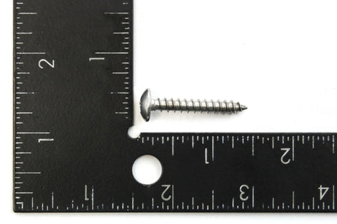 Stainless steel truss-head screw, 10 x 1-1/4 in, for dock bumper installation, close-up view