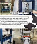 H Frame Hydraulic Shop Press Plate With Four Notches 1 Inch By 5 Inch By 5 Inch Heavy Duty Steel Bed Plates For 20 Ton Shop Presses