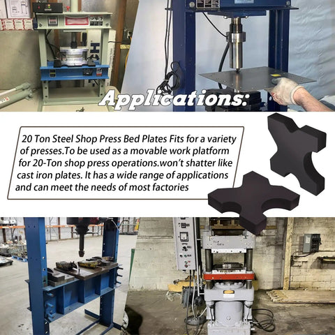 H Frame Hydraulic Shop Press Plate With Four Notches 1 Inch By 5 Inch By 5 Inch Heavy Duty Steel Bed Plates For 20 Ton Shop Presses