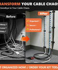 Before and after comparison using 320 Piece Black Cable Clips Set, Six Size Assortment Three Sixteenth Inch To One Inch, PA66 Nylon.