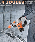 Person using 1-1/4 Inch SDS-Plus Heavy Duty Rotary Hammer Drill Workhorse With Safety Clutch And Vibration Control for concrete breaking