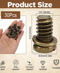 Rock Solid 30 Piece Full Replacement Ceiling Fan Blade Screws With 1/4-20 Threading And Premium Bronze Pan Heads displayed in hand.