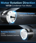 Heavy Duty Condenser Fan Motor Quarter Horsepower 1075 RPM 208 To 230 Volt One Point Eight Amp 48Y Frame rotation direction illustration.