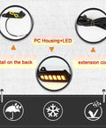 Toyota Tacoma LED Front Side Marker Light Kit 2016-2023 with extension cord, PC housing, and amber LEDs detail.
