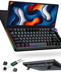 Dope 82 Key Mechanical Keyboard Featuring A Massive 13 Inch Foldable Touchscreen Monitor with RGB backlighting and USB setup.