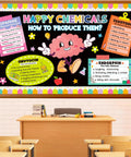 Therapy Office Bulletin Board Decoration Set For Mental Health Classrooms And Counselors, Happy Chemicals Poster Kit displayed in classroom