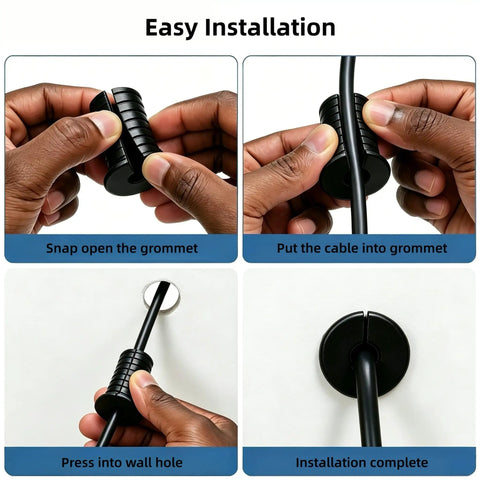 4 Pack 3/4 Inch Starlink Cable Grommets Silicone Wall Pass Through Kit For Clean Cable Routing And Clutter-free Setup With High Durability, install steps