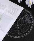 Round Center Finder Compass For Woodworking Clear Acrylic Circle Gauge on black and white background
