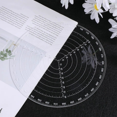 Round Center Finder Compass For Woodworking Clear Acrylic Circle Gauge on black and white background