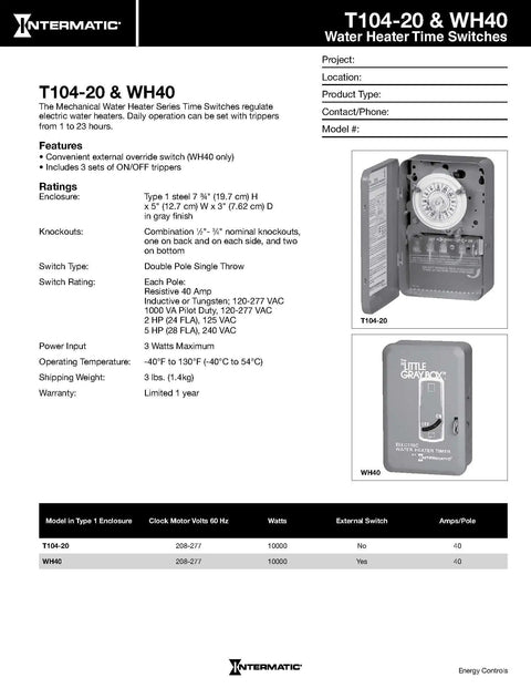 No-Nonsense Electric Water Heater Timer With Steel Case And External Override Switch, 10,000 Watts image with open and closed view.