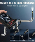 Dual Lens Endoscope With 4.3 Inch IPS Display And 16.4 Foot Cable, 1920P HD Real Time Imaging, Front And Side Cameras, 170 Degree Wide Viewing Angle, Zoom And Brightness Control For Clear Inspections. Handheld screen with 16.4 ft semi-rigid cable