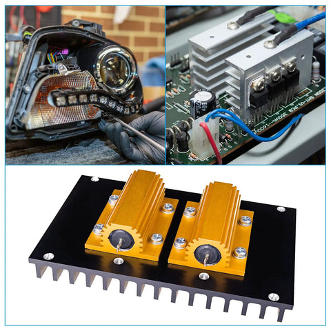 Two Pack 100W 100 Ohm Aluminum Shell Wirewound Power Resistors, Beefy Chassis Mounted With Screws, Golden Aluminum Housing