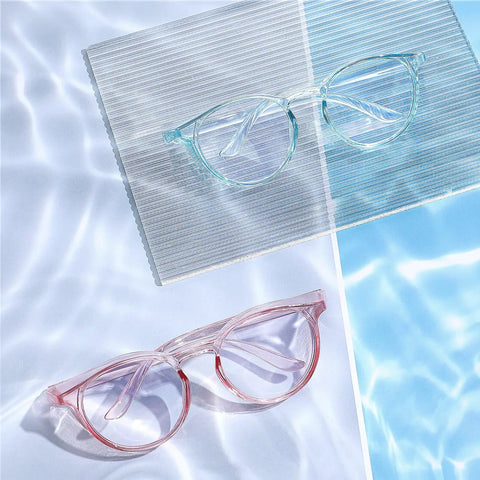Two Pack Anti Fog Safety Glasses Goggles Set With Blue Light Blocking And UV Protection Dust Proof Protective Eyewear Pink And Blue Frames