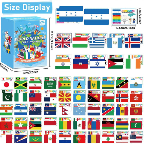 World Geography Flags And Capitals Flashcards 201 Laminated Country Cards With Flags On One Side Continent Language Capital And