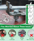1050 Piece Spring Lock Washer Set For M2 To M12 Stainless Steel Split Lock Washers With Storage Case Anti Loosening Hardware For Bolts And Screws Must Have For High Vibration Engines on a bolt