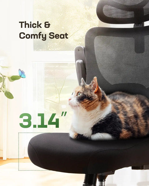 Ergonomic Office Chair With High Back Mesh And Fully Adjustable Headrest 2D And 3D Armrests Lumbar Support 90 To 120 Degree Recline