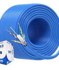 UL Listed 10Gbps In Wall Cat6 Cable 23 AWG Bare Copper Solid Bulk Ethernet Cord 500 Ft UTP CM Rated Blue for networking