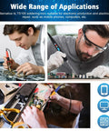 Men using 7 Types TS100 Soldering Iron Tips Replacement Kit for Mini Digital Soldering Irons on electronics