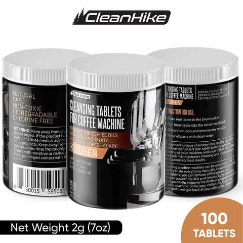Pro Grade Espresso Machine Cleaning Tablets Kit, 100 Tablets for Jura, Miele, Biodegradable Formula, front view