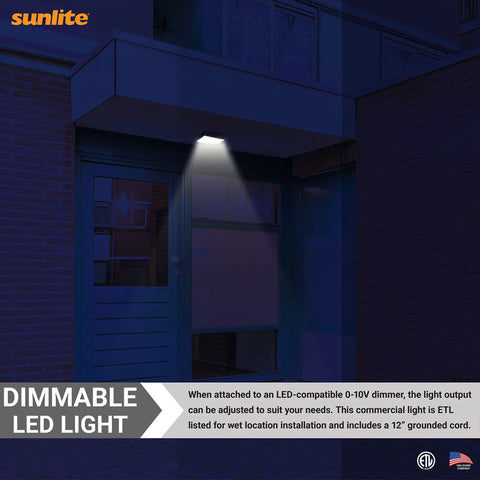 LED Outdoor Canopy Light Fixture With Power Selectable 30W, 40W Or 60W, 7800 Lumens, illuminated door area at night
