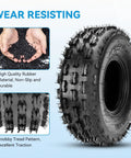 19x7-8 Mini Bike Tires Replacement Set Of 2 for ATVs Go Karts UTVs Quad Bikes displayed with knobby tread design.