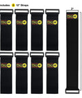 Pack of 8 black Stretchy Elastic Cinch Straps For Quick Organization 12 Inch Wrap It Storage Straps with hook-and-loop fasteners