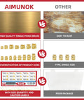 Comparison chart showing brass threaded inserts kit quality and packaging versus alternative products.
