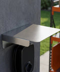 Heavy Duty EV Charger Protective Housing With Waterproof Outdoor Box Cover Built From Rock Solid Stainless Steel mounted on a wall.