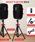 Powerful Dual 8 Inch Active And Passive PA System Kit With 700 Watt Max Output Microphone Bluetooth Streaming MP3 USB SD AUX Playback And Stands For Live Gigs And Events Gig Ready with speakers and accessories