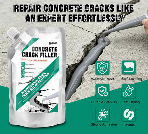 Heavy Duty Concrete Crack Filler And Self Leveling Cement Sealant Kit For Driveway Fixes That Hit Different Featuring Quick Drying Formula, 500g pouch.