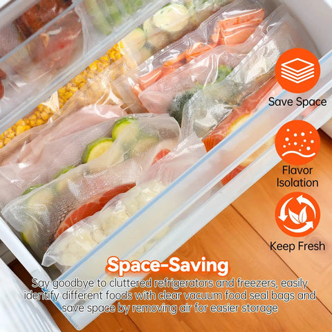 Grab And Go Vacuum Sealer Bags 60 Pack Set For InstaSeal Pre Cut Two Size 9.8 By 11.8 Inch And 7.8 By 9.8 Inch Keeps Food Fresh