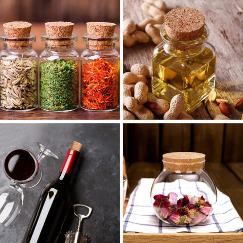Assorted Tapered Cork Stoppers Set, 25 Pieces, Five Sizes From 17Mm To 63Mm sealing jars and bottles with natural cork.