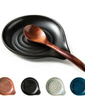 Porcelain Spoon Rest And Drip Tray For Multiple Utensils On The Stovetop Huge Capacity Go To Utensil Holder Black