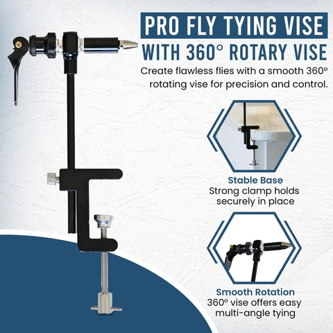Heavy Duty Rotary Fly Tying Vise With Sturdy Bench Clamp And Smooth Adjustable Tension built tough for daily workshop grind.