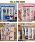 Portable Baby Wardrobe Closet For Kiddo Storage Organizer With Side Hooks DIY Modular Toy And Clothing Organizer Lightweight And Easy To Tidy Tiny Gear White in various room settings