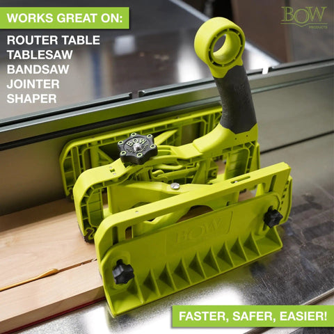 Expandable Push Shoe For Table Saw, Adjustable Push Block From 2 To 6 Inches, green safety tool on woodworking machine