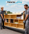 SEESII Heavy Duty Suction Cups For Glass And Tile Lifting Rated At 550 Pounds With Pressure Gauge To Move Large Panels Safely Reduce Back Strain For Home Renovation Projects And Easy One Person Operation being used to lift a large bookshelf with books.