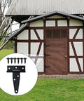 Heavy Duty T Door Hinges With Reinforced Shafts And Screws Included attached to a barn door, showcasing black zinc iron hardware.