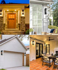 Top Shelf Matte Black Outdoor Wall Lights, Rock Solid Weather Resistant Exterior Sconces on different home exteriors.