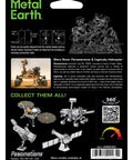 Back view of Metal Earth Mars Rover Perseverance And Ingenuity Helicopter 3D Metal Model Kit packaging with assembly diagrams.