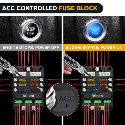 6 Way Fuse Relay Block With Acc Control Negative Bus 12V Blade Holder ATC ATO Box Waterproof Cover Panel for car wiring