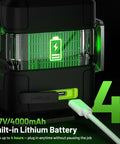 HUEPAR 360° self-leveling laser level with LCD screen, rechargeable 4D unit, magnetic bracket, hard carrying case.